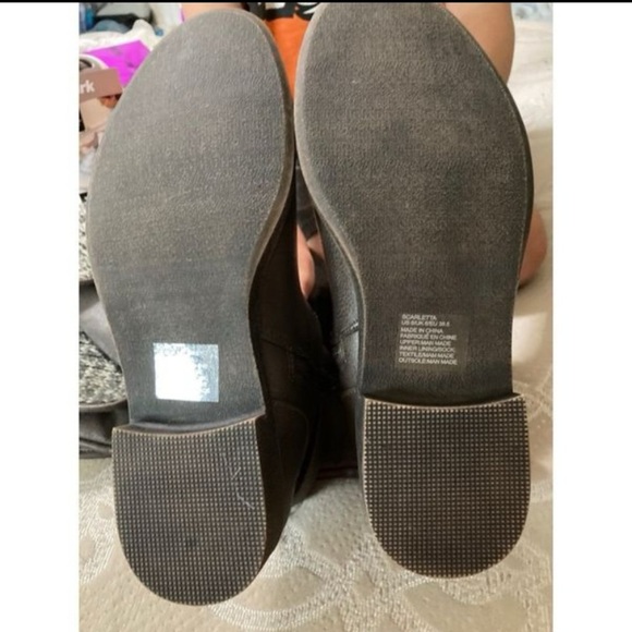 Gray Knee-High Boots with Knit Cuff - Picture 2 of 5